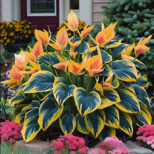 Хоста Флейм Данс купить по цене от 650р. в интернет-магазине «Посадика» с доставкой почтой в в Оленегорске и по всей России – [изображение №1].